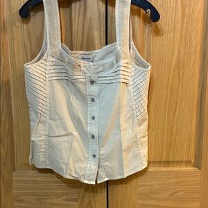 Cream Sleeveless Button-Down Blouse